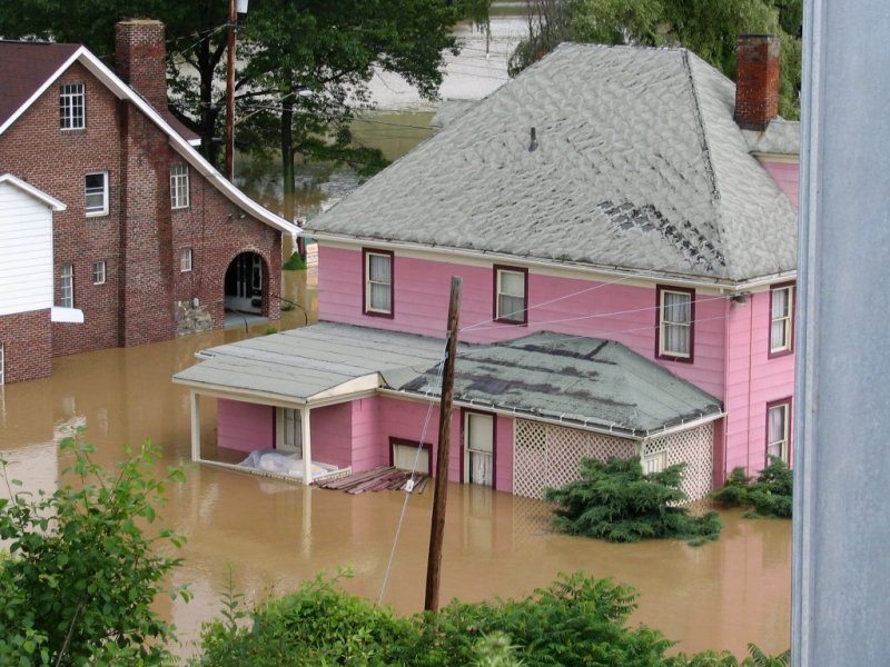 Flooded house.