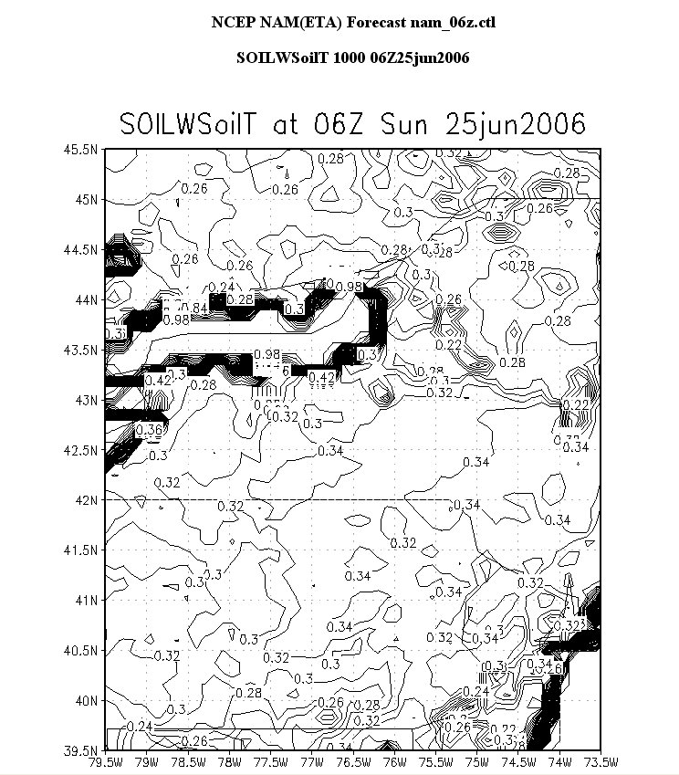 0-10 cm soil moisture at 06z on June 25, 2006