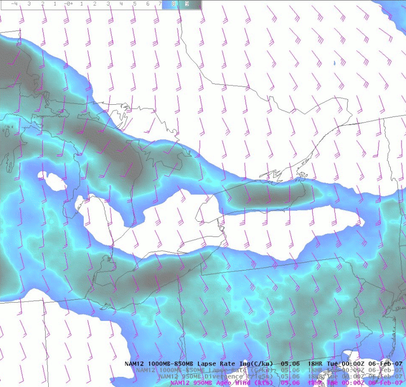 950 ageostrophic wind and 1000-850 mb lapse rates