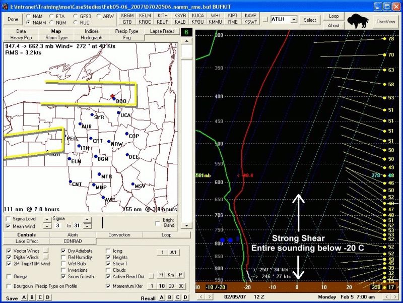 Model forecast sounding – RME - February 5th – 12 UTC