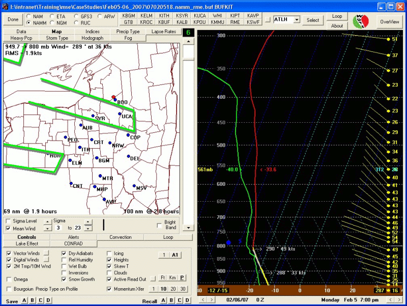 Model forecast sounding – RME - February 6th 0000 UTC