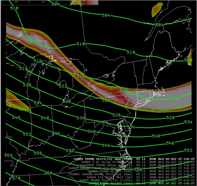 At 500 mb, a large-scale trough was forecast across the northeast U.S..